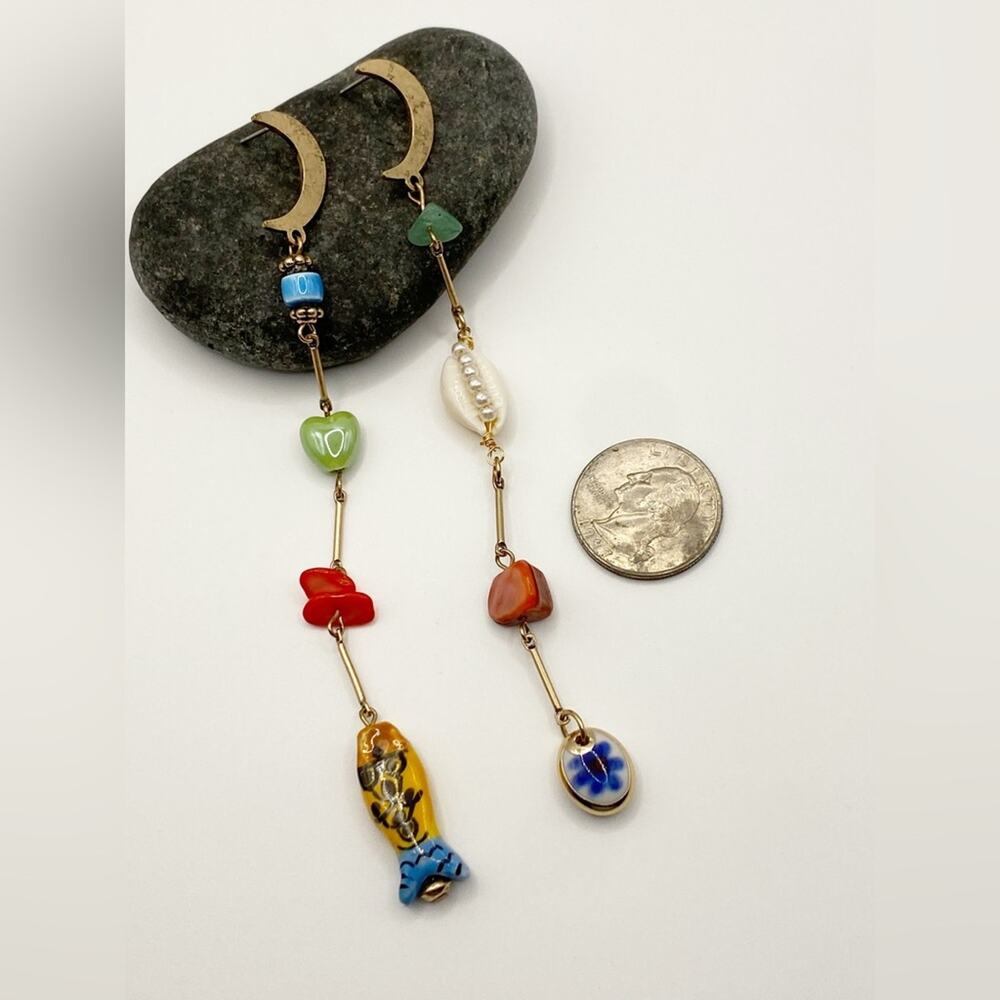 NEW Crescent Moon Charm Dangle Earrings - Picture 14 of 14